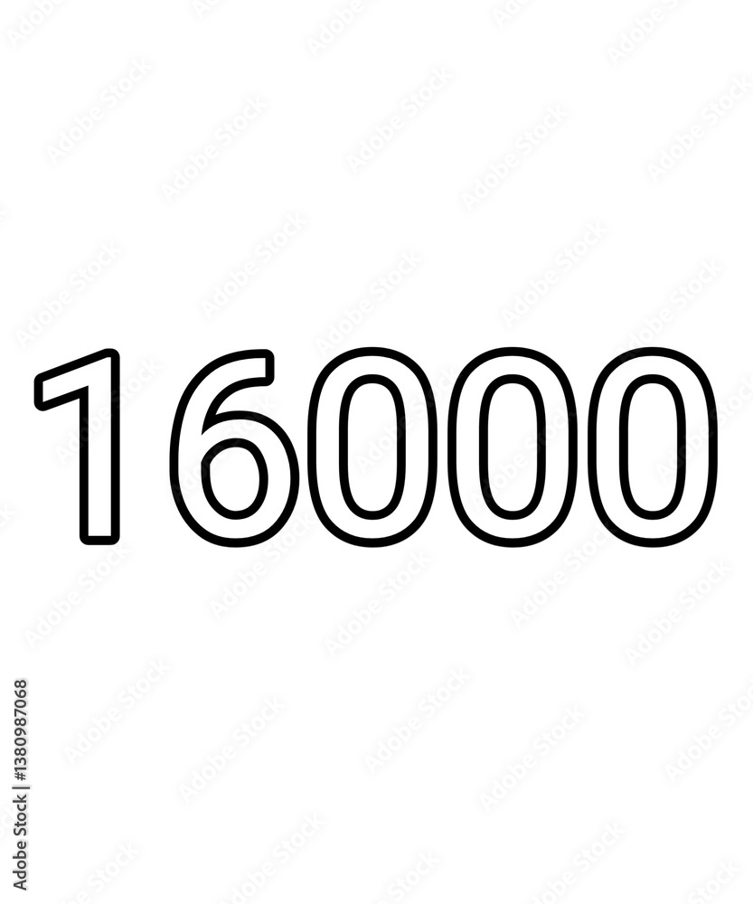 Black and white color numbers 16000 Black and white color numbers 16000