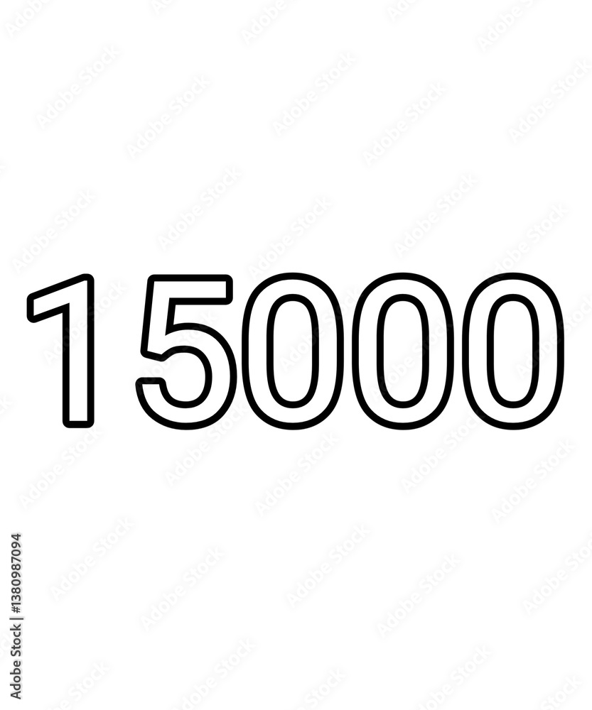 Black and white color numbers 15000 Black and white color numbers 15000