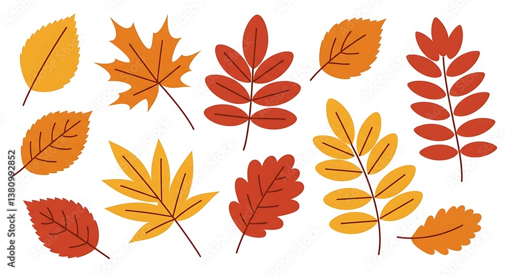 Obraz premium Autumn Leaves Bold Lines Warm Hues AI Generated