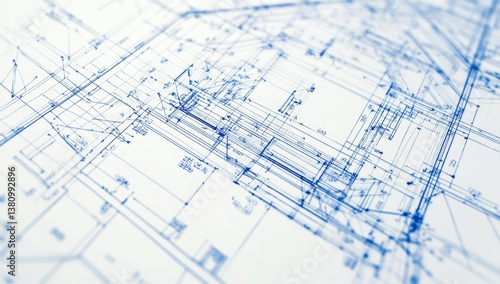 Detailed architectural blueprints of house plans, on white paper