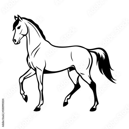 Graceful mare with flowing tail, vector style