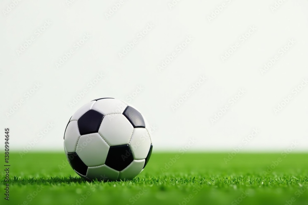 Fototapeta premium New, pristine football against pure white backdrop, sharp, sporting goods, ball