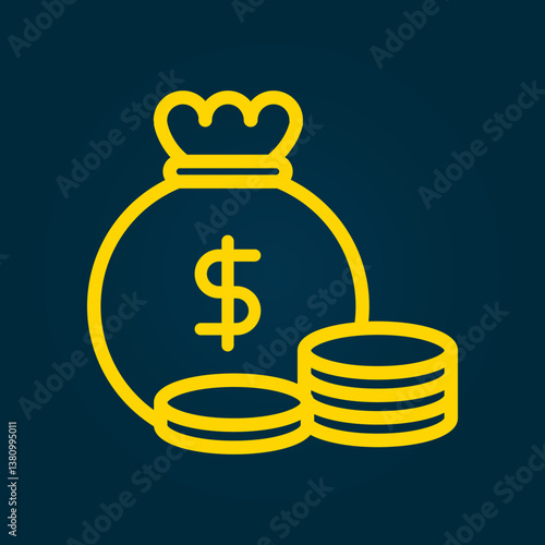 Money bag trendy artwork applied abstract vector illustration colorful valuable design