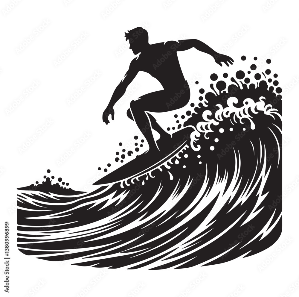 Surfing Icons and Silhouettes vector illustration. Surfing Icons and Silhouettes vector illustration.