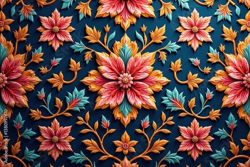 Obraz na płótnie Intricate floral damask textile, repeating motif, motif, home, seamless pattern w salonie