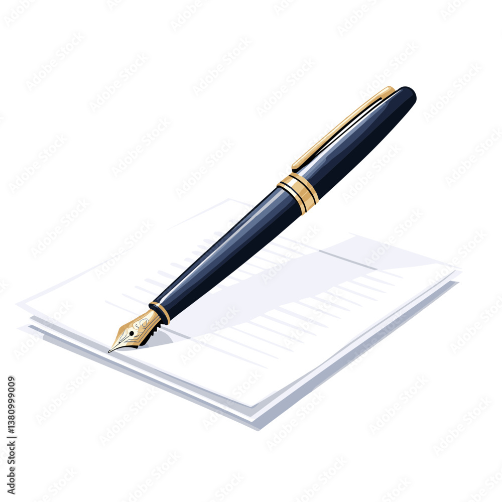 Dark Blue Fountain Pen on White Paper Documents Dark Blue Fountain Pen on White Paper Documents