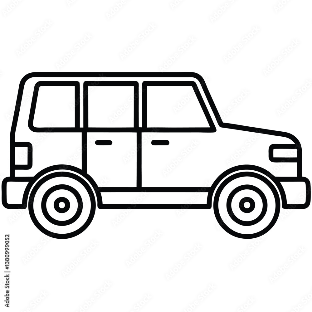 Clean SUV Line Art Icon High-Quality Vector for Digital & Print Clean SUV Line Art Icon High-Quality Vector for Digital & Print