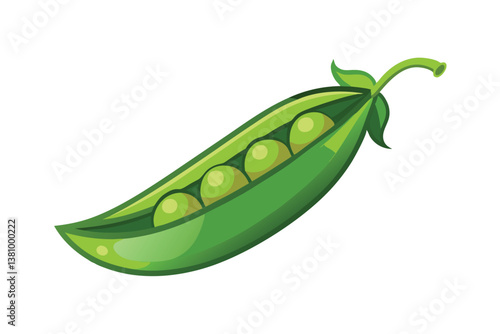 Vector illustration of pea pod isolated on white background. Healthy food or vegetarian and vegan theme. Fresh organic farm vegetables.