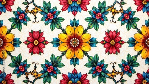 Obraz na płótnie Intricate floral design forming a continuous pattern , fabric, art w salonie