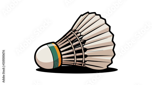 Shuttlecock Illustration: A vibrant shuttlecock graphic, perfect for sports-themed designs, with intricate feather details and bold lines.