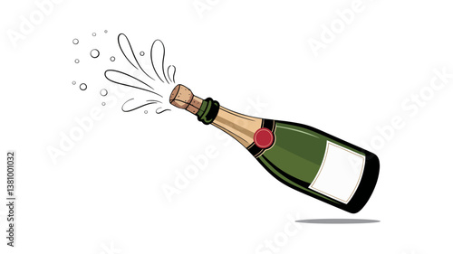Sparkling Celebration: A champagne bottle pops open in a vibrant, celebratory moment, with bubbles and effervescence creating an atmosphere of joy and festivity.