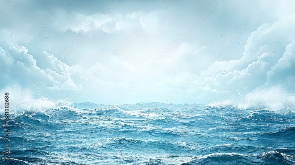 Obraz premium Blue Sea Under Cloudy Sky