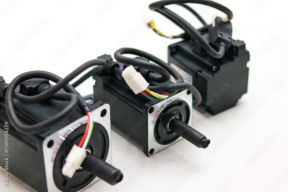 Electric motor on white background. Selective focus. Electric motor on white background. Selective focus.