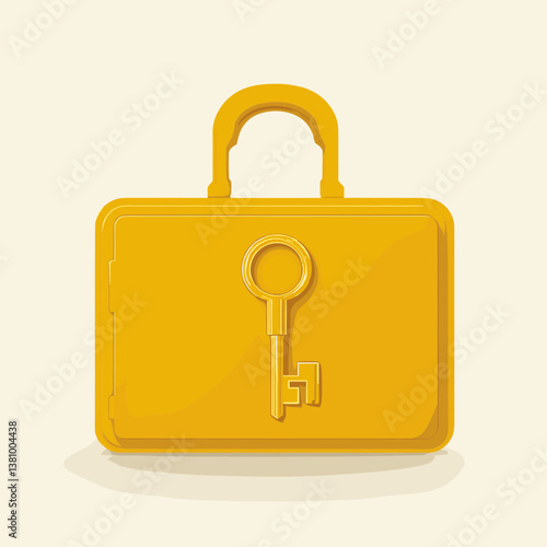 Gold Briefcase with Keyhole and Key Icon