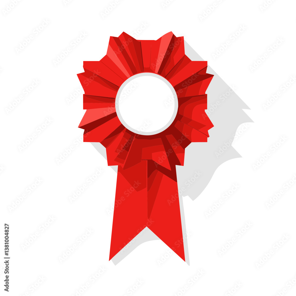Red Rosette Award with White Center and Long Ribbon Red Rosette Award with White Center and Long Ribbon