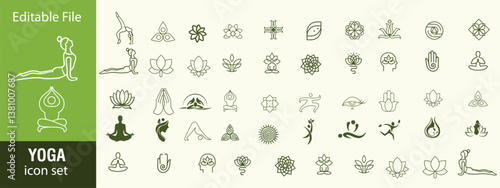 Meditation yoga icon set. Vector illustration