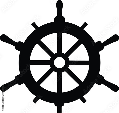 ship steering  black simple silhouette  vector