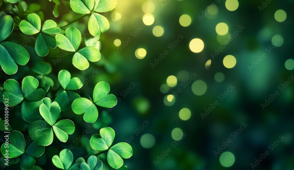 Fototapeta premium Fresh green clover leaves in sunlight
