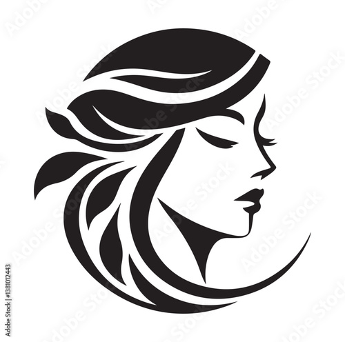 Beauty woman Face and hair style logo vector, woman Face vector illustration.