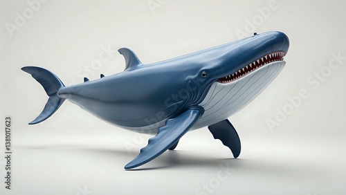 Wallpaper Mural Blue Whale Shark Model with Exposed Teeth on Plain Background Torontodigital.ca