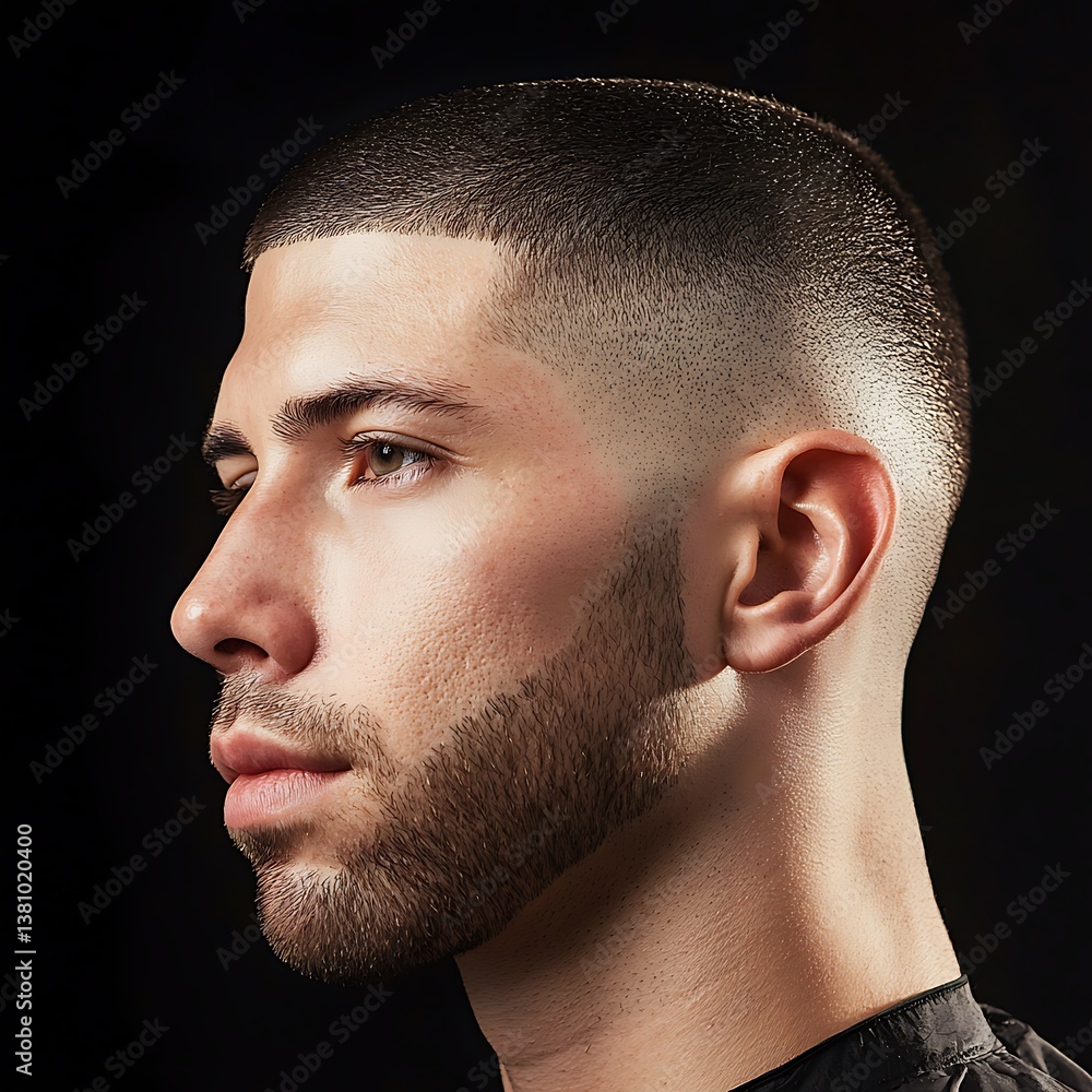 Obraz premium Man with a shaved head and a beard