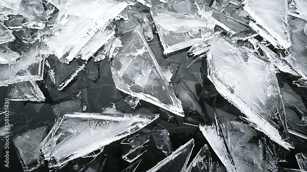 Naklejka premium Shattered ice pieces on dark water