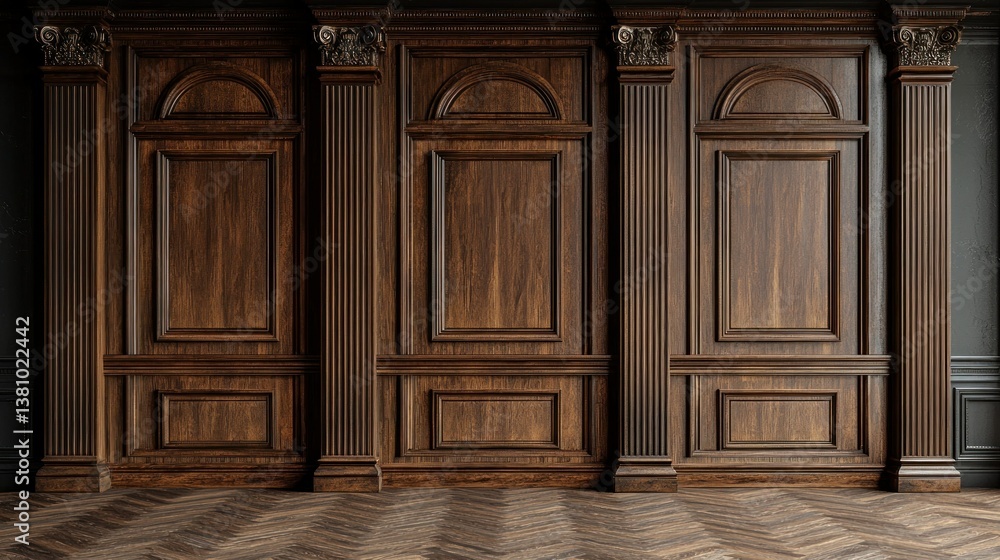 © Dece Std - Dark Wood Paneling Wall Design © Dece Std - Dark Wood Paneling Wall Design