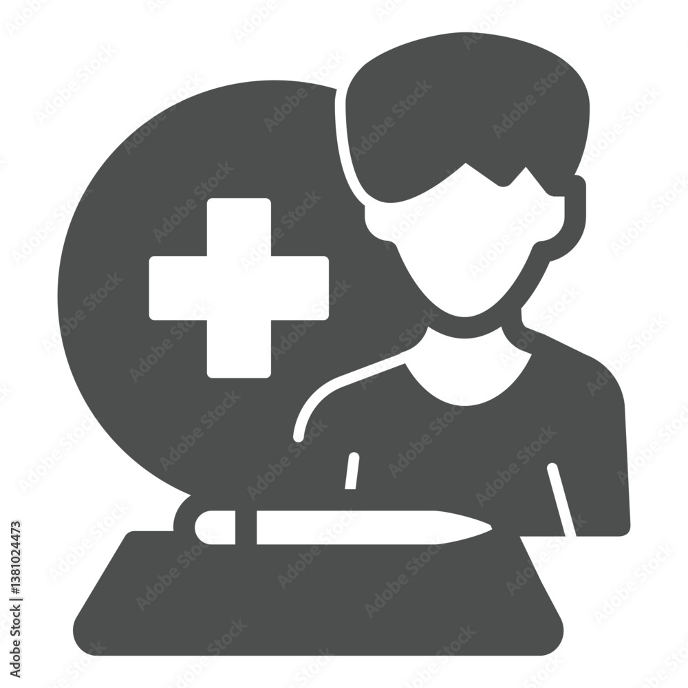 Young man and document with pen solid icon, family lawyer concept. Vector graphics. Medical insurance policy, human rights sign on white background, glyph style icon for mobile or web design. Young man and document with pen solid icon, family lawyer concept. Vector graphics. Medical insurance policy, human rights sign on white background, glyph style icon for mobile or web design.