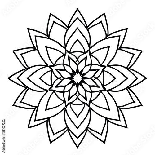 Abstract floral mandala with lace ornament and geometric pattern