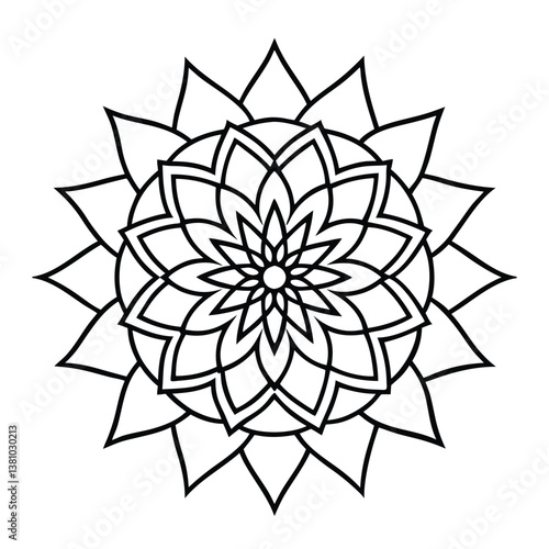 Abstract floral mandala with lace ornament and geometric pattern