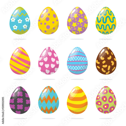 set of easter eggs in different styles