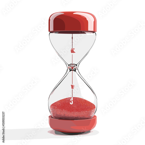 Red Hourglass on White Background