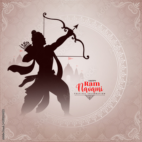 Happy Ram Navami Indian festival decorative card