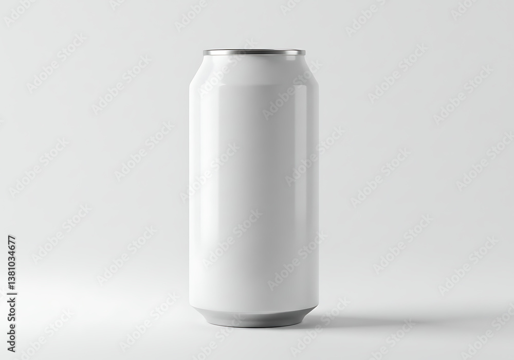 White aluminum can mockup template for soda beer energy drink packaging and branding presentation White aluminum can mockup template for soda beer energy drink packaging and branding presentation