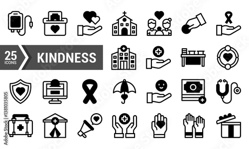 25 Kindness Lineal Fill Icons for Design Projects.