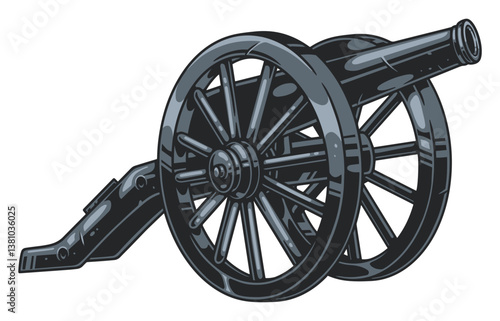 Historical cannon on wheels in detailed design