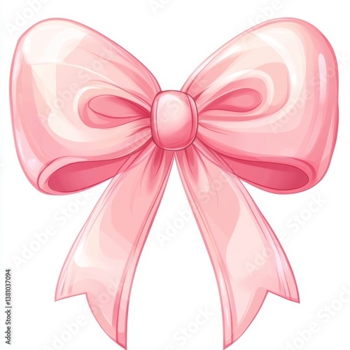 Isolated pink bow, decorative, gift wrapping,  background is blank.  Possible use  design element