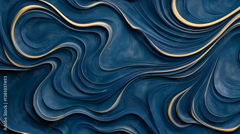 Elegant Flowing Wave Pattern in Deep Blue Color Scheme with Smooth Digital Aesthetic Elegant Flowing Wave Pattern in Deep Blue Color Scheme with Smooth Digital Aesthetic