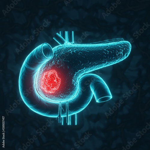Pancreatic cancer anatomy concept. X-ray concept