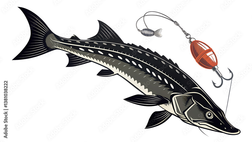 Fototapeta premium fresh sturgeon silhouette