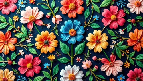 Obraz na płótnie Intricate floral design, repeating seamlessly across surface, illustration, pattern, graphics w salonie