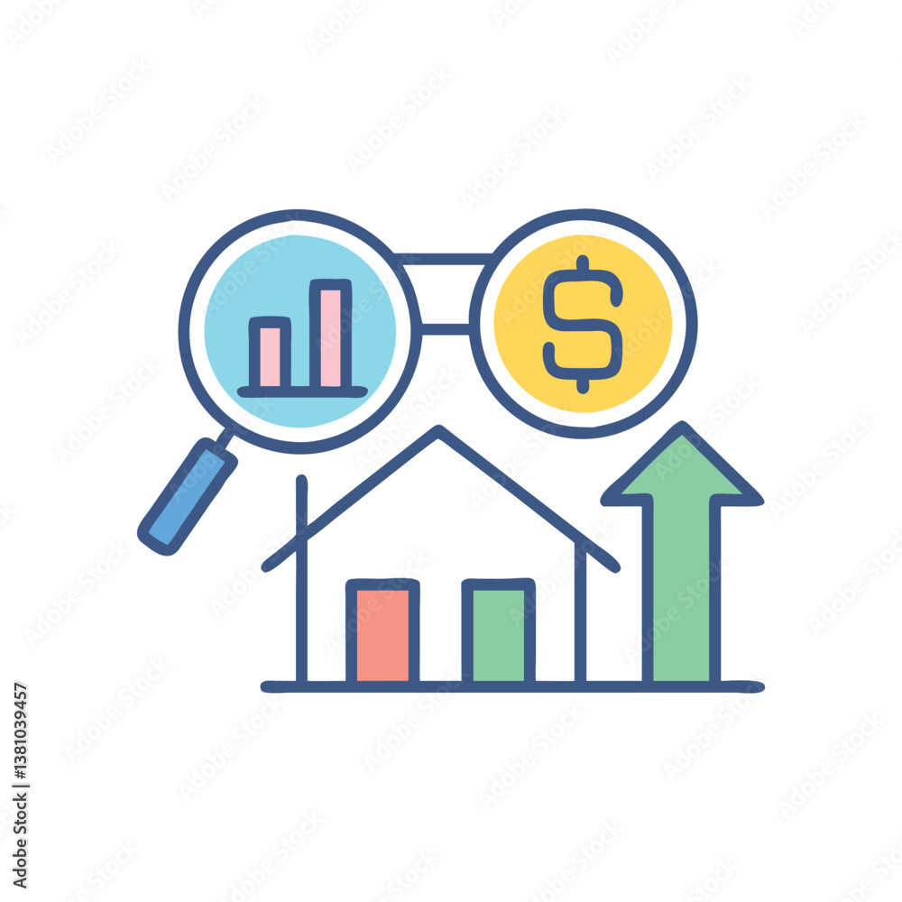 Real Estate Investment Analysis Icon for Risk Assessment Real Estate Investment Analysis Icon for Risk Assessment