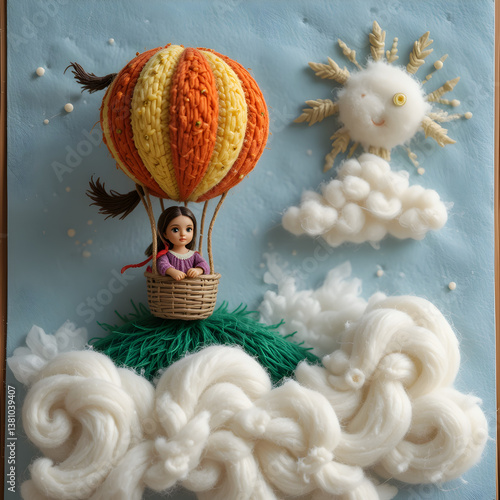 Whimsical Hot Air Balloon Yarn Art