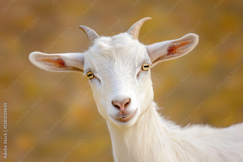 Candid Portrait of Inquisitive Goat Gazing with Curiosity Against Soft Blurred Background Candid Portrait of Inquisitive Goat Gazing with Curiosity Against Soft Blurred Background