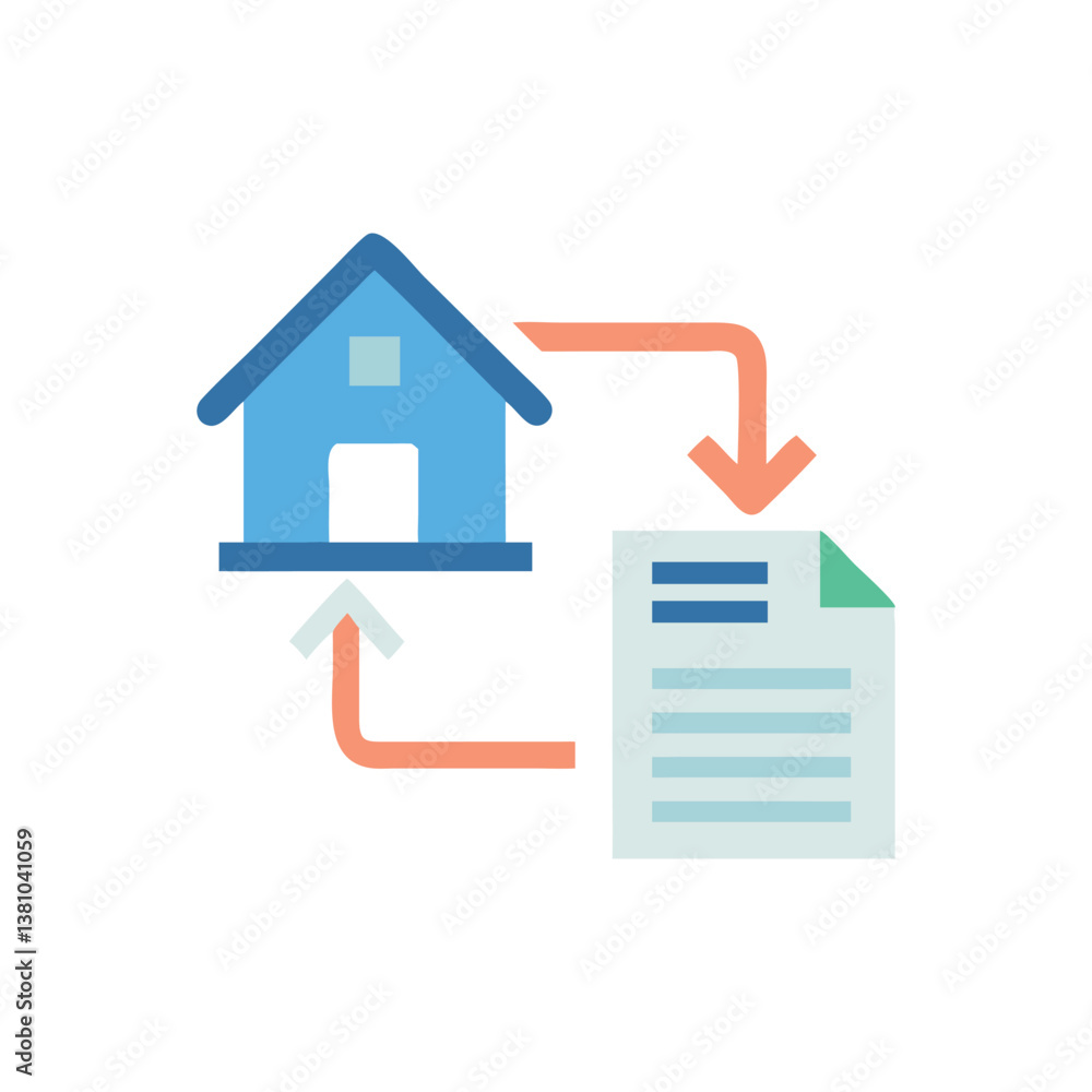 Real Estate Transaction Icon for Buyer-Seller Interaction Real Estate Transaction Icon for Buyer-Seller Interaction