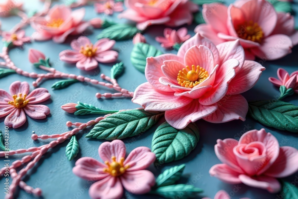 Intricate floral lace motif, delicate threads , art, aesthetic, design