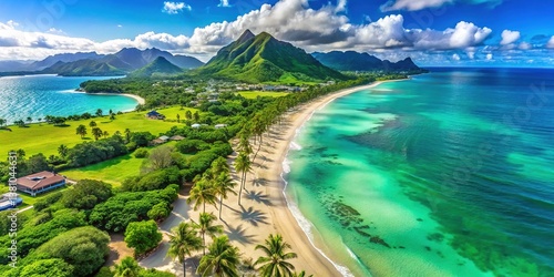 Kailua Beach Park Aerial Hawaii Sunny Day