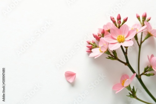 Delicate, small-scale floral sprigs on white background, texture, subtle pattern, vintage
