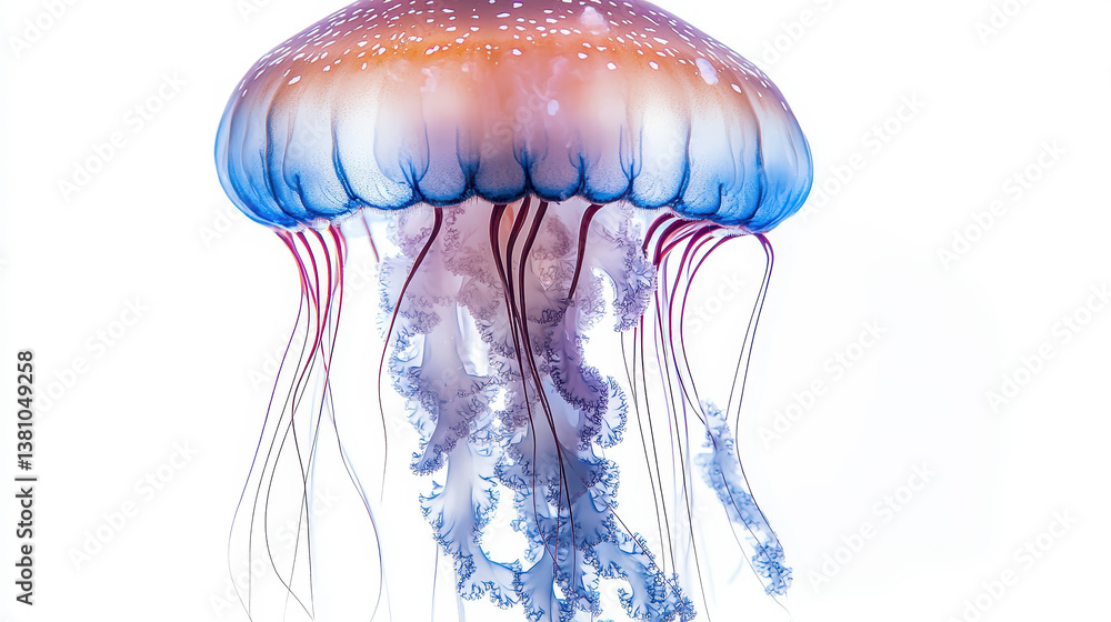 Majestic Jellyfish in Pristine Water Isolated on White Background - Marine Life Concept Majestic Jellyfish in Pristine Water Isolated on White Background - Marine Life Concept