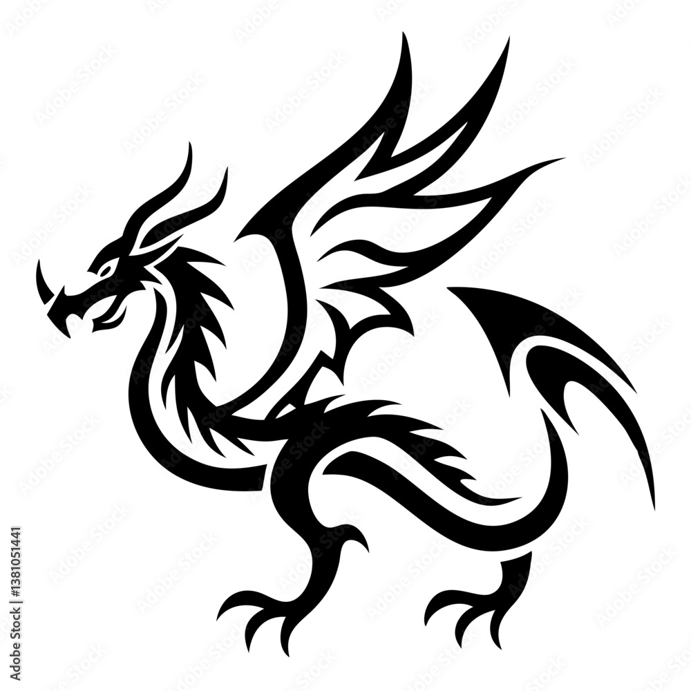 Majestic Dragon Silhouette Vector Art Majestic Dragon Silhouette Vector Art